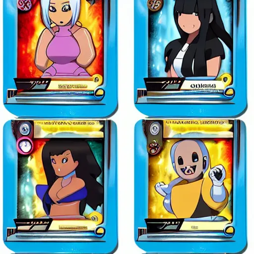 Prompt: pokemon cards with snooki, joe biden, nicki minaj, kim kardashian, osama bin laden, pokemon anime style, hd 8k image high detail, at target