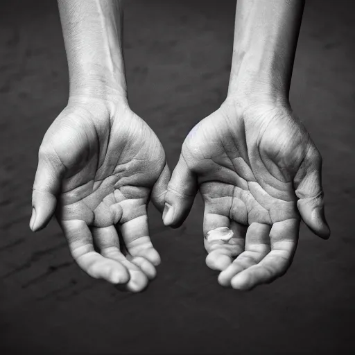Image similar to hands hold me tight, high - resolution 8 k photography black and white hyperrealism