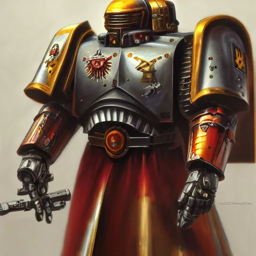 Prompt: Imperial Knight, Warhammer 40k, portrait, art by Donato Giancola, Craig Mullins, Digital Art, trending on Artstation