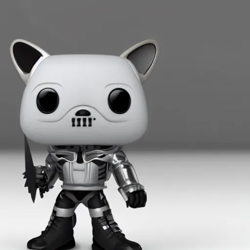 Prompt: a 3d render of technoblade as a funko pop stood Infront of the box, studio lighting, grey background