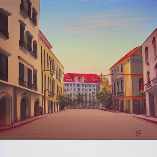 Image similar to city of lisbon, pastel soft colors, in the style of danny mcbride, knyazev konstantin