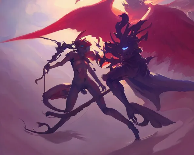 Image similar to devil versus angel, fantasy art video game icon, 2 d game art cover, official fanart behance hd artstation by jesper ejsing, by rhads, makoto shinkai and lois van baarle, ilya kuvshinov, rossdraws