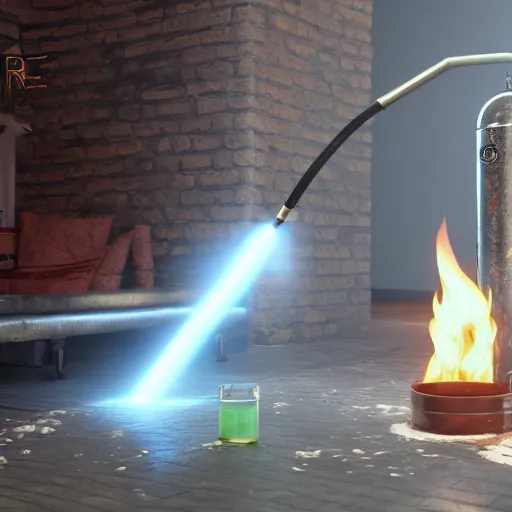 Image similar to bong, water pipe, fire, smoke, octane render, 8 k, ultra hd, unreal engine 5, ray tracing