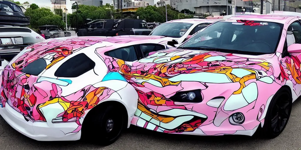 Prompt: ugly, anime car wrap