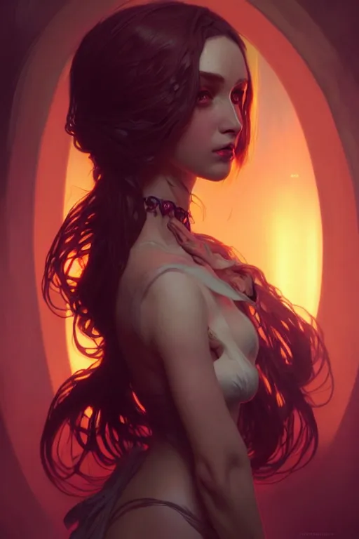 Image similar to a beautiful necromancer woman, fantasy, portrait, sharp focus, intricate, elegant, digital painting, artstation, matte, highly detailed, concept art, illustration, ambient lighting, art by ilya kuvshinov, artgerm, Alphonse mucha, and Greg Rutkowski