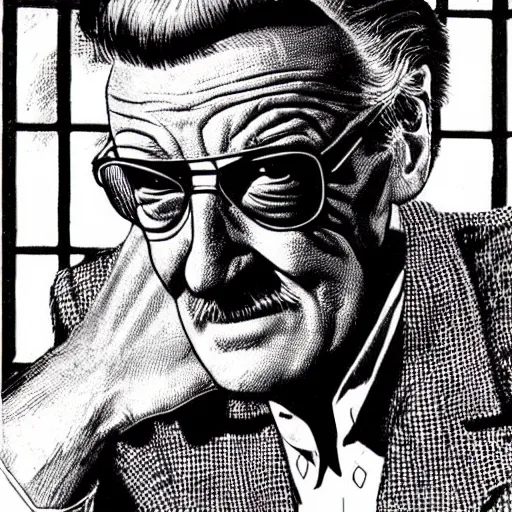 Image similar to stan lee drawn by virgil finlay