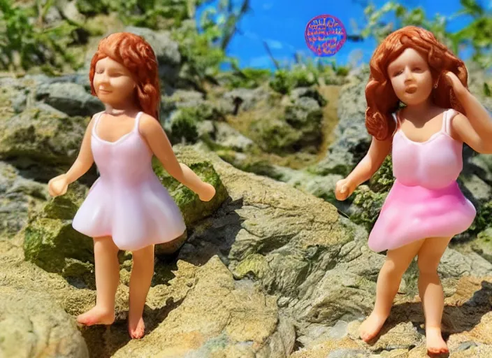 Prompt: 80mm resin detailed miniature of a girls in vacation , clothed in summer, 4K, Full body