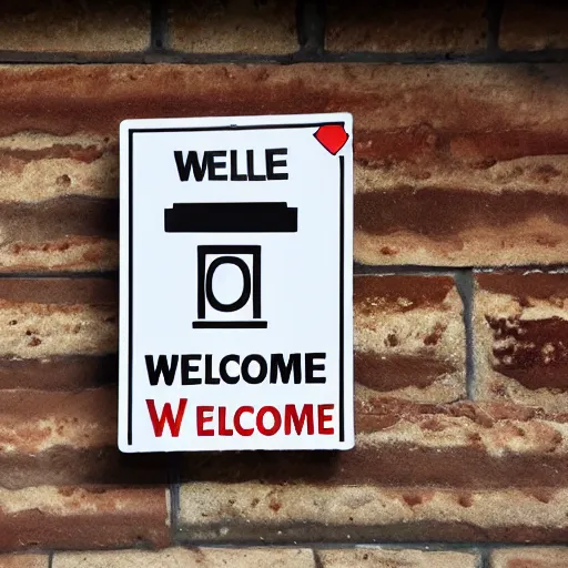 Image similar to a sign that says'welcome'in front of an oven