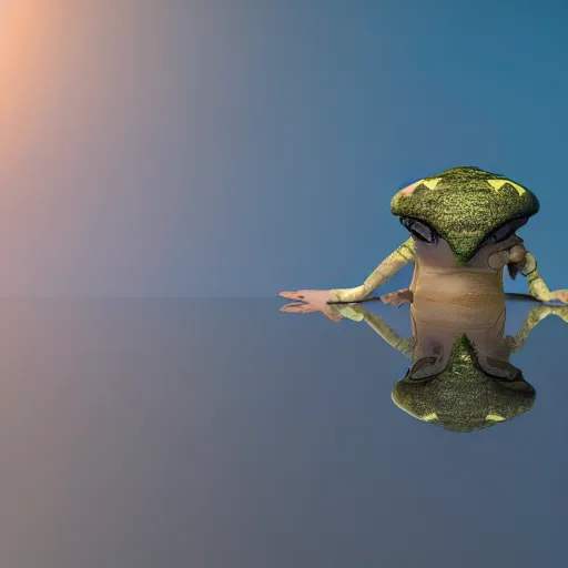 Prompt: a soldier muscular frog on two feet holding the entire planet on its hands, matte painting, trending artstation, octane render, 8 k, digital art