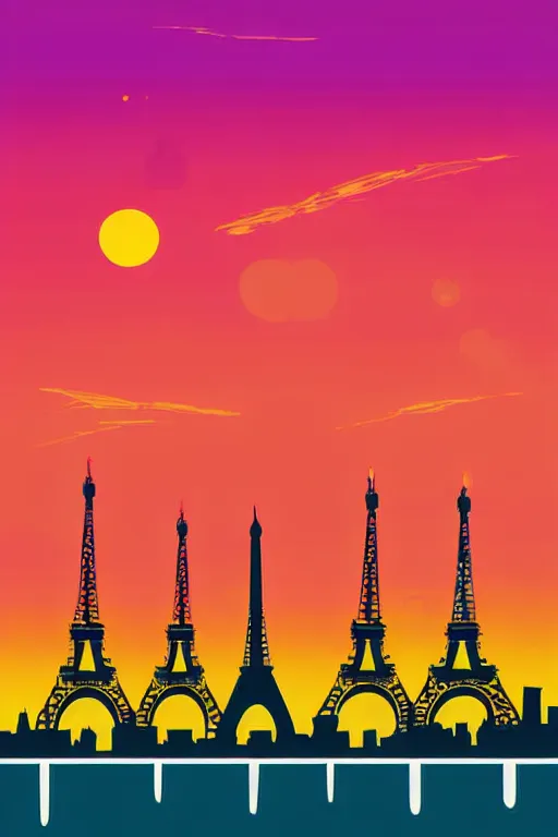 Image similar to minimalist boho style art of colorful paris at sunrise, illustration, vector art