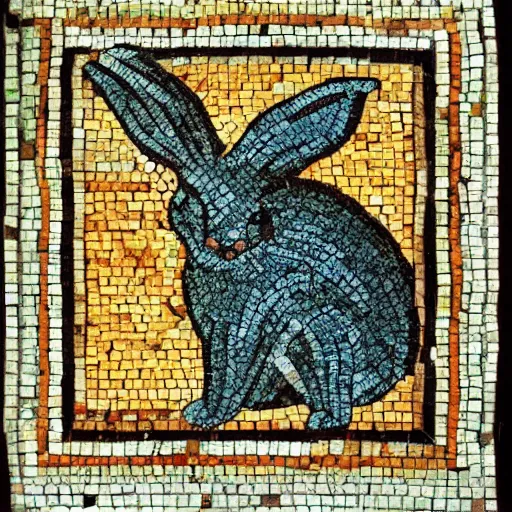 Image similar to a rabbit in the style of ancient mosaic