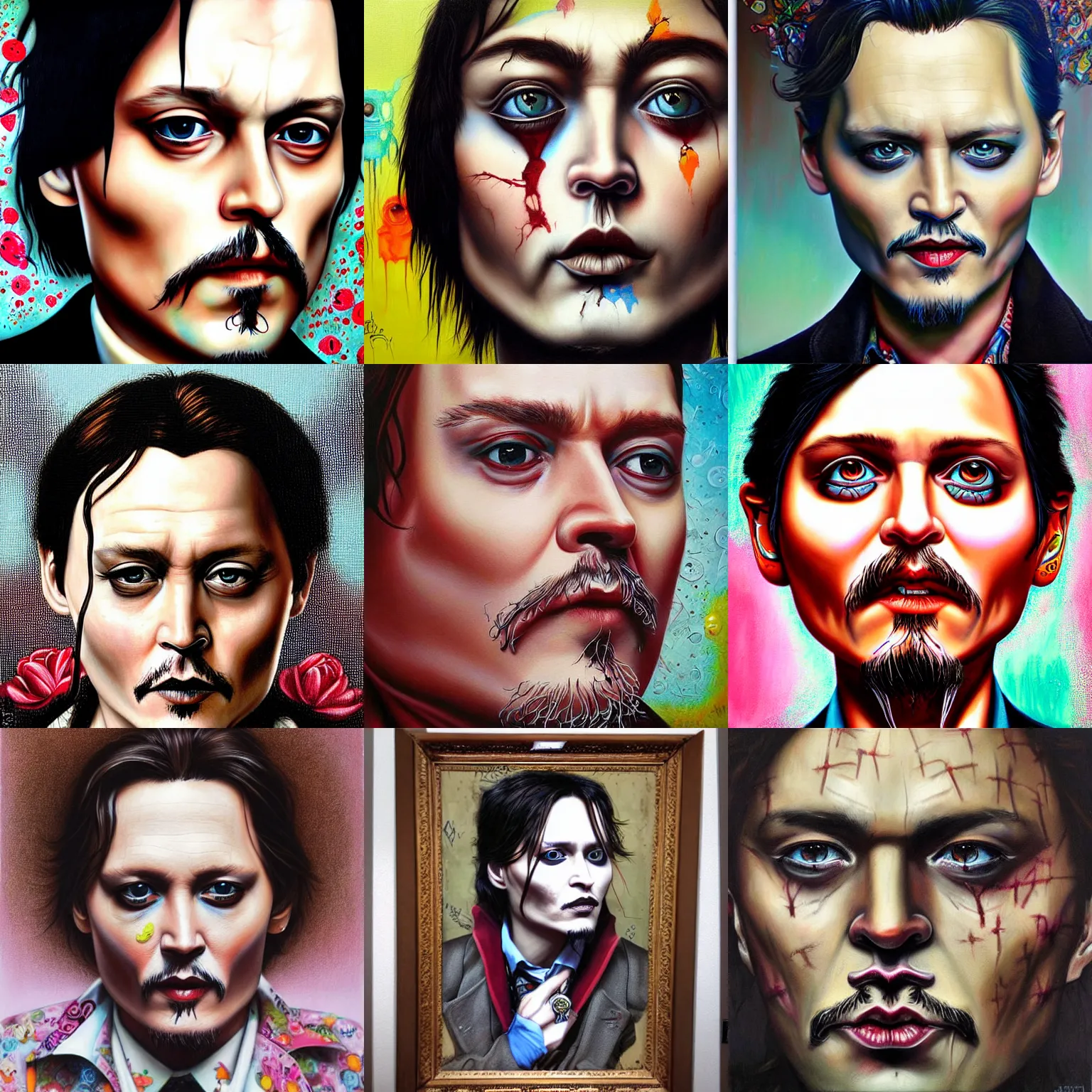 Prompt: digit painting of johny depp by james jean, hikari shimoda, mark ryden