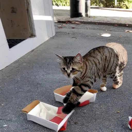 Prompt: cats working as In-N-out burger employees -5