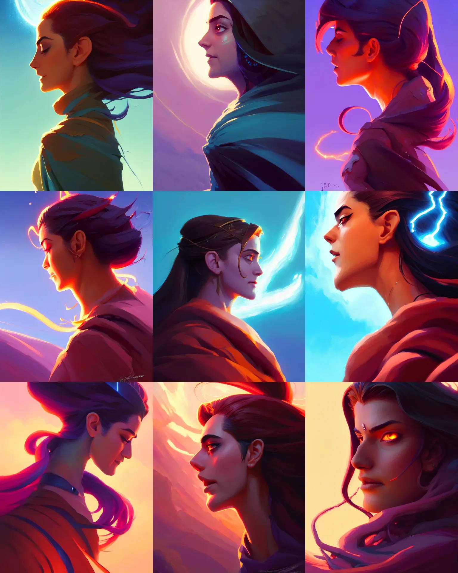 Prompt: side profile centered painted portrait, Maya Ali as a lightning mage, Elden Ring, matte painting concept art, beautifully backlit, official fanart behance hd artstation by Jesper Ejsing, by RHADS and Makoto Shinkai and Lois van baarle and ilya kuvshinov and rossdraws