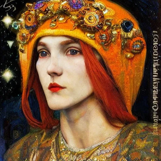 Image similar to the starry crown, by Annie Swynnerton and Nicholas Roerich, elaborate costume, rich color, dramatic cinematic lighting, smooth, sharp focus, extremely detailed