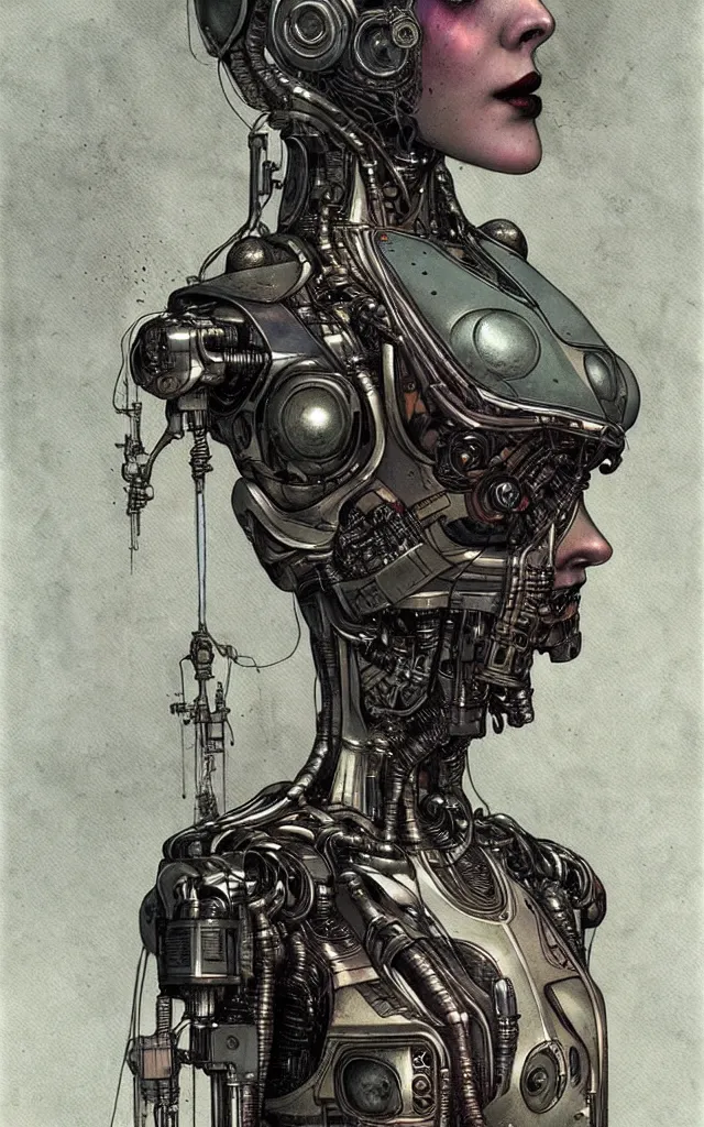 Image similar to futurist cyborg maiden, perfect future, award winning art by santiago caruso, iridescent color palette