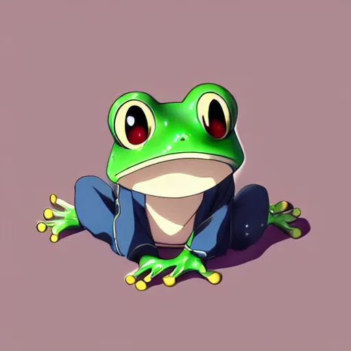 Prompt: extremely cute anime antropomorphic chibi frog illustration by makoto shinkai, trending on artstation kyoto animation digital painting realistic detailed eyes