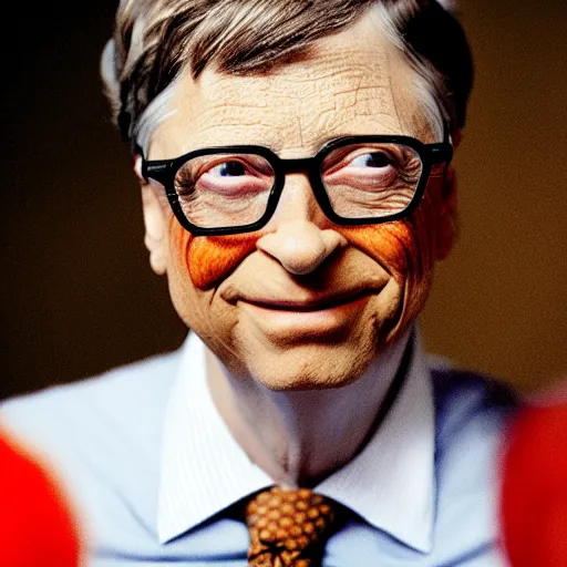 bill gates evil with vampire teeth, he has a needle in, Stable Diffusion