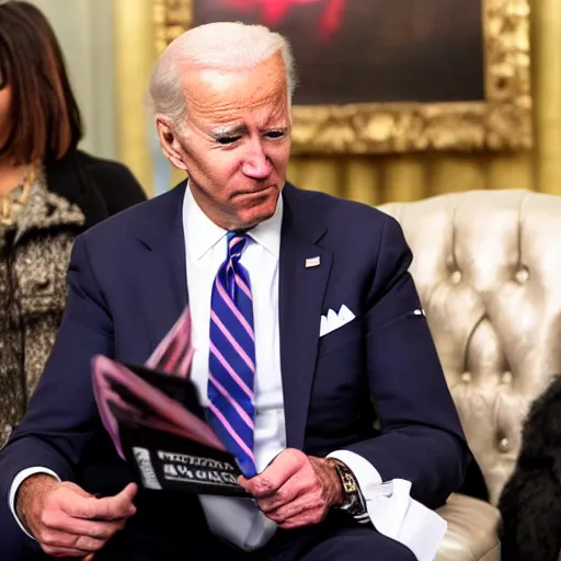 Prompt: joe biden doing lines with lil peep