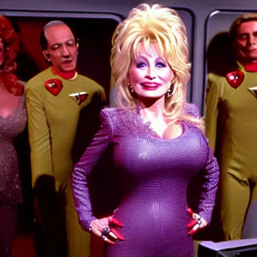 Prompt: Dolly Parton guest stars on an episode of Star Trek: Deep Space Nine