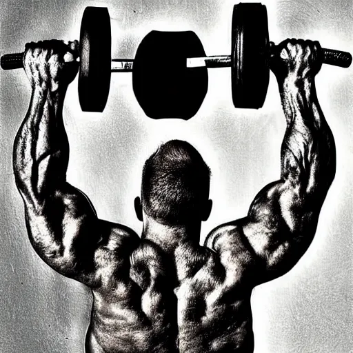 Image similar to a man lifting weights, sport, epic, motivational, art