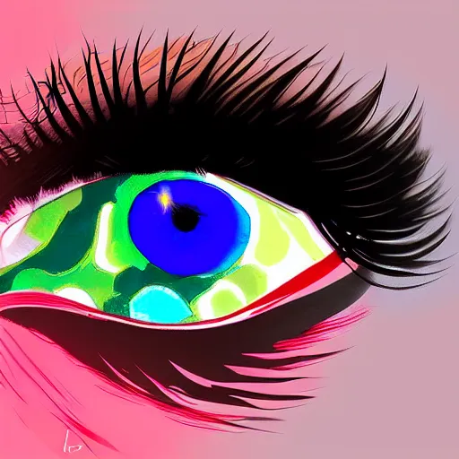 Image similar to a woman with iridescent eyes, digital art