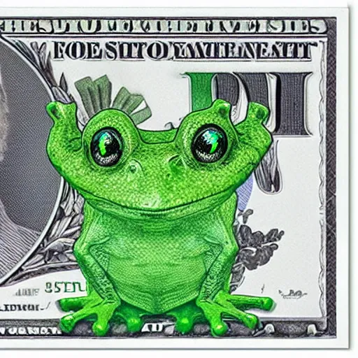 Prompt: frog money printer