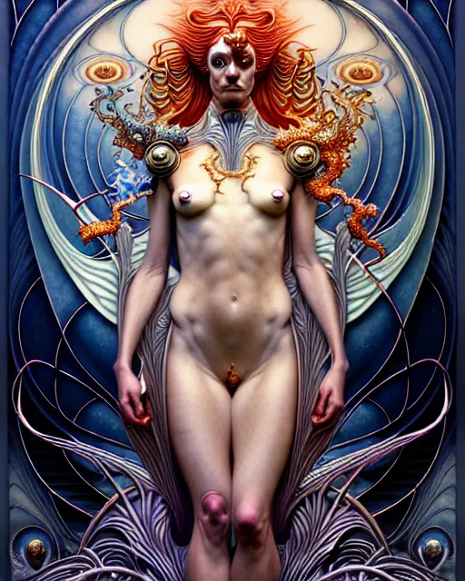 Image similar to a portrait of gemini water and fire fantasy character portrait made of fractals facing each other, art nouveau accents, ultra realistic, wide angle, intricate details, the fifth element artifacts, highly detailed by peter mohrbacher, hajime sorayama, wayne barlowe, boris vallejo, aaron horkey, gaston bussiere, craig mullins