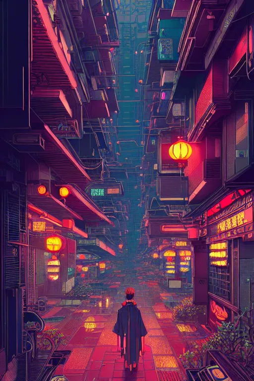 Prompt: a beautiful hyperdetailed matte illustration victo ngai cyberpunk style of absolutely beautiful cyberpunk street, from china, perfectly shaded, atmospheric lighting, style of studio ghibli, makoto shinkai, raphael lacoste, louis comfort tiffany, artgerm, james jean, ross tran, chinese style