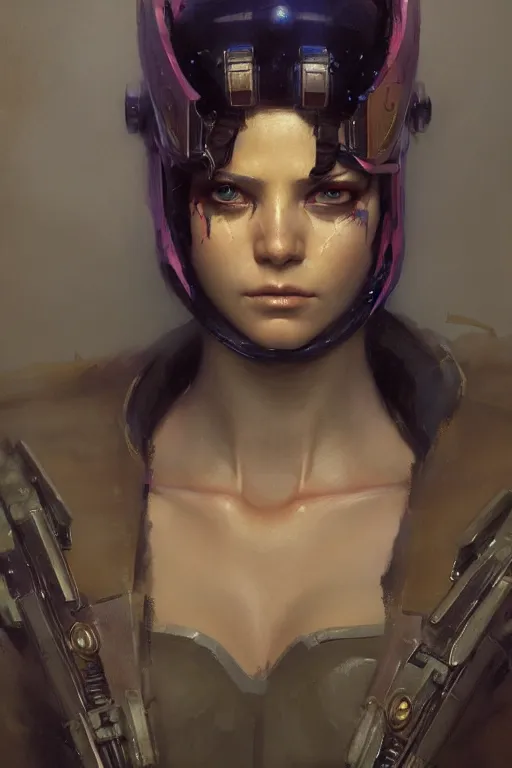 Image similar to full character portrait max mad cyberpunk, future tech solider girl character design, final fantasy face, painting by gaston bussiere, katsuya terada, nc wyeth, greg rutkowski, craig mullins, vermeer, trending on artstation, jeffery catherine jones