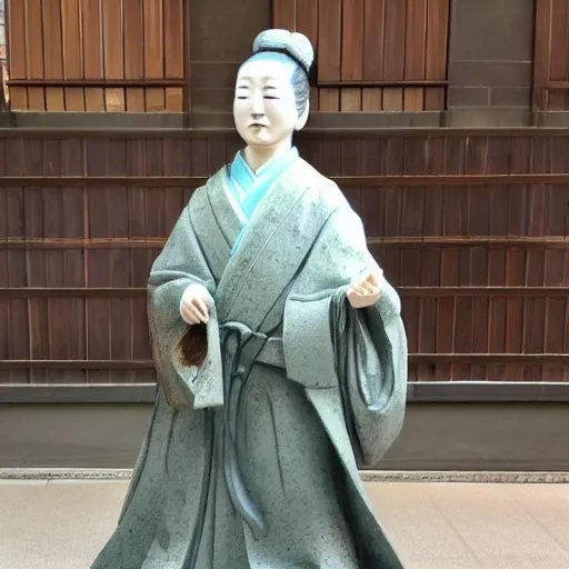 Image similar to statue of a japanese woman in high school clothes