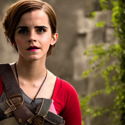 Image similar to emma watson as super mario, highly detailed, extremely high quality, hd, 4 k, 8 k, canon 3 0 0 mm, professional photographer, 4 0 mp, lifelike, top - rated, award winning, realistic, detailed lighting, detailed shadows, sharp, no blur, edited, corrected, trending