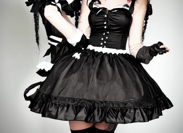 Image similar to goth girl in a maid outfit