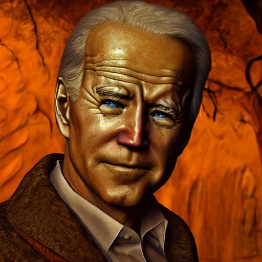 Prompt: biden in dante's inferno painting, dark beauty, rotten gold, closeup faces, extremely detailed, cinema 4 d, unreal engine.
