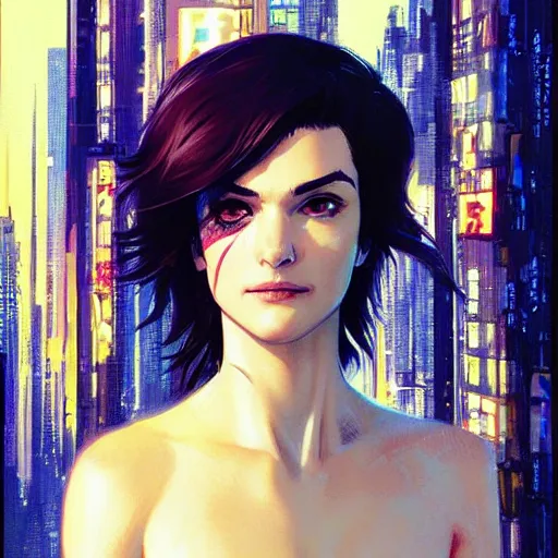 Image similar to rachel weisz portrait as manga girl, realistic shaded perfect face, fine details. anime. realistic shaded lighting poster by ilya kuvshinov katsuhiro otomo ghost - in - the - shell, magali villeneuve, artgerm, jeremy lipkin and michael garmash and rob rey