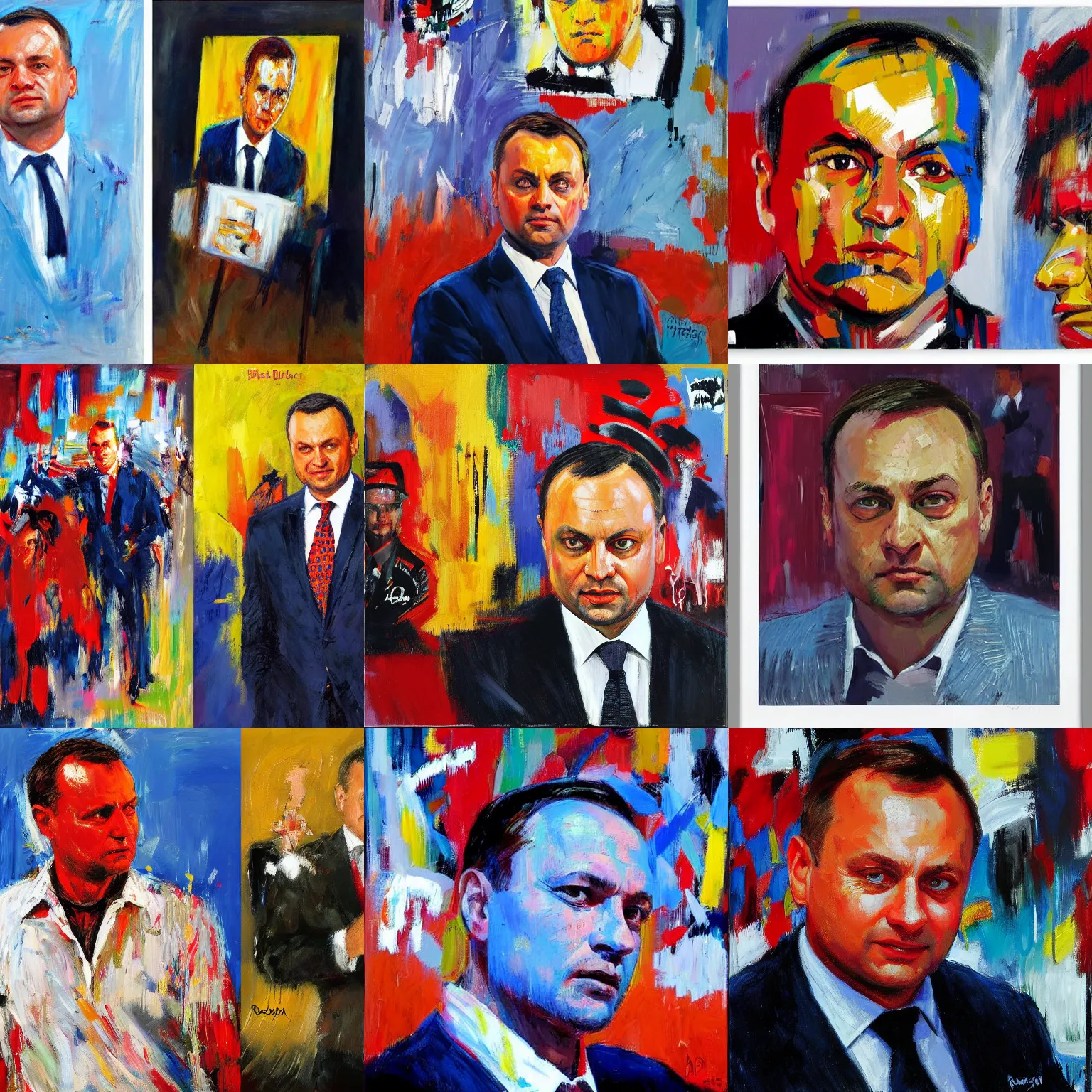 Prompt: andrzej duda, by robert hagan and basquiat