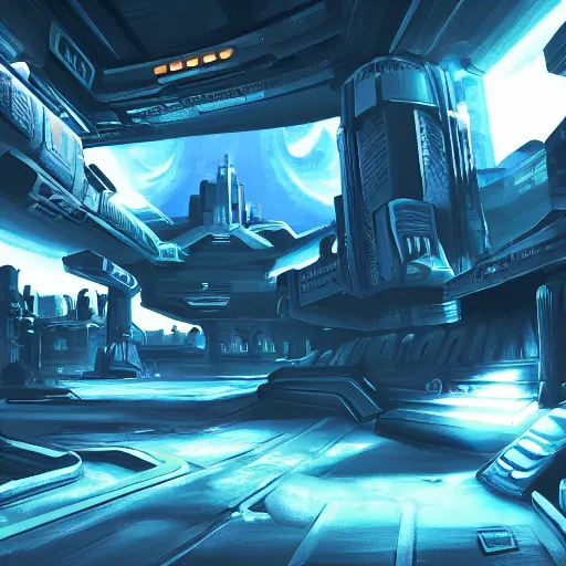 Prompt: digital painted sci - fi video game background