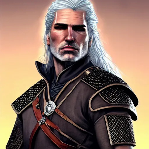 Prompt: dream Geralt of Rivia, golden eyes, silver hair, wolf pedant, 4k, artstation, cgsociety, award-winning, masterpiece, stunning, beautiful, glorious, powerful, fantasy art