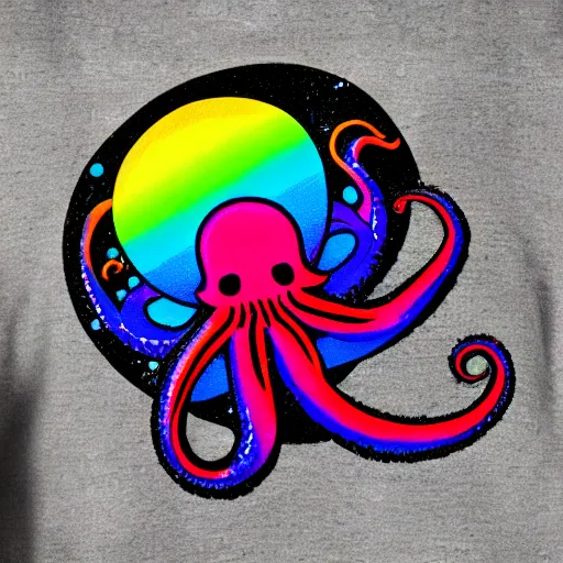 Prompt: rainbow cosmic octopus dark horror