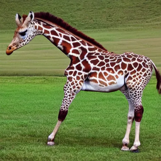 Prompt: a creature that's half horse, half giraffe