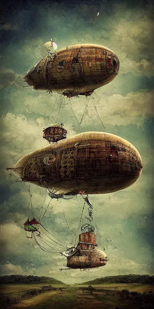 Prompt: a vintage living airship by alexander jansson