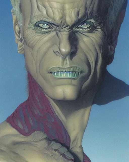 Image similar to portrait of dio from jojo bizzare adventure painted by hirohiko araki and zdislav beksinski and wayne barlowe and greg rutkowski