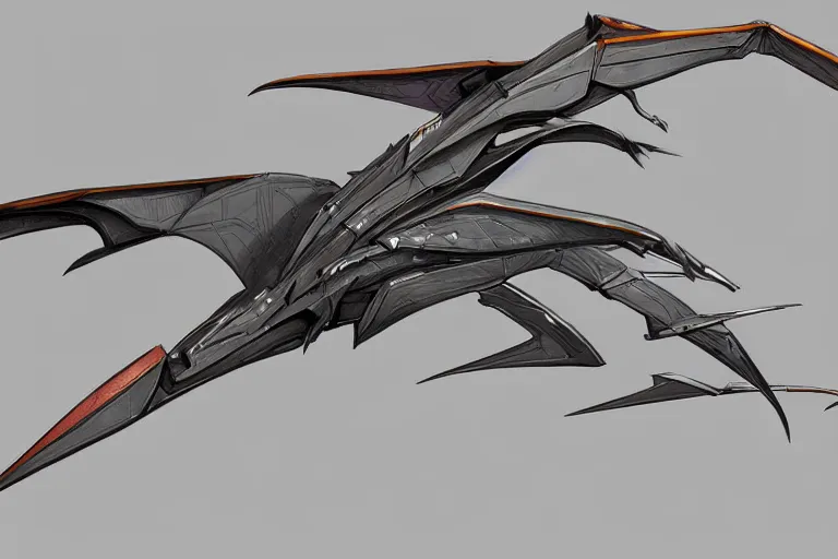 Prompt: a pteranodon mecha fighter boeing concept art