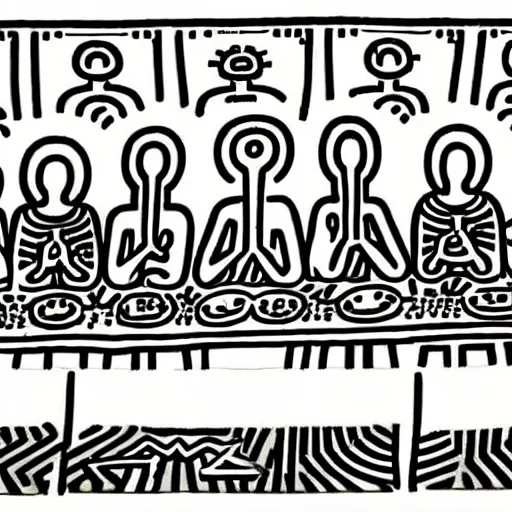 Image similar to The last supper, by Keith Haring