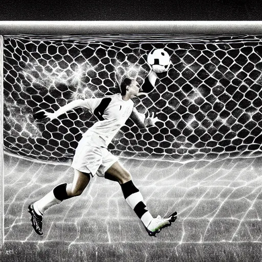 Image similar to soccer photography, goal keeper with wings, baroque painting