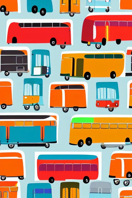 Image similar to minimalist boho style art of colorful bus in london, illustration, vector art