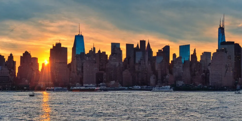 Prompt: in manhattan, sunset