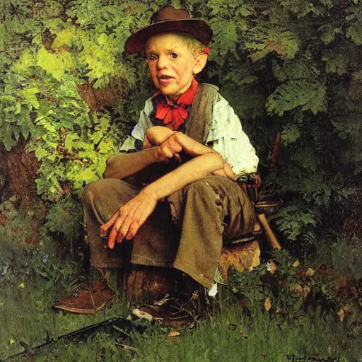 Image similar to a portrait of a character in a scenic environment by norman rockwell