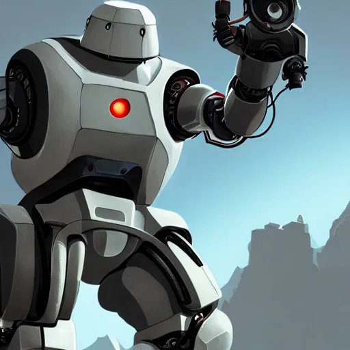 Image similar to atlas robot, portal, videogame, high detail, valve, concept art