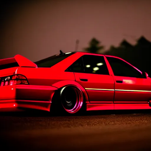 Image similar to a car JZX100 turbo drift at illegal car meet, Gunma prefecture, midnight mist lights, cinematic color, photorealistic, highly detailed wheels, highly detailed